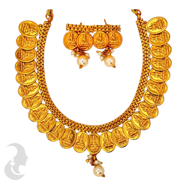 Lakshmi Coin Necklace- Studs, Product Code: V-1003