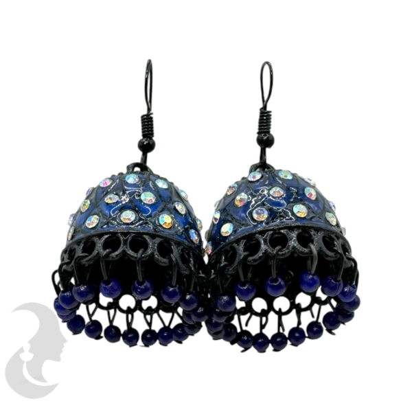 Black Color Meenakari Hanging Jhumka Set, Product Code: V-1878