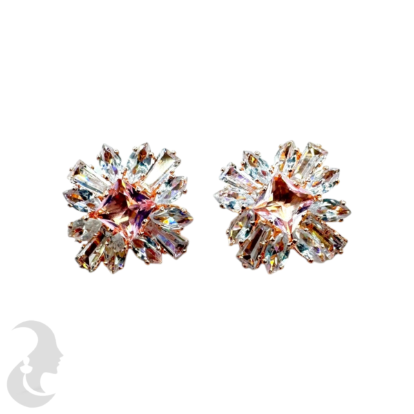 Rose Gold Studs - Plain & Pink Stone, Product Code: V-1819