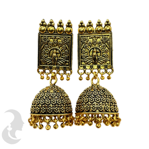 Black Gold Jhumka Set, Product Code: V-1881