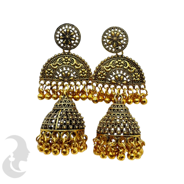 Black Gold Jhumka Set, Product Code: V-1767