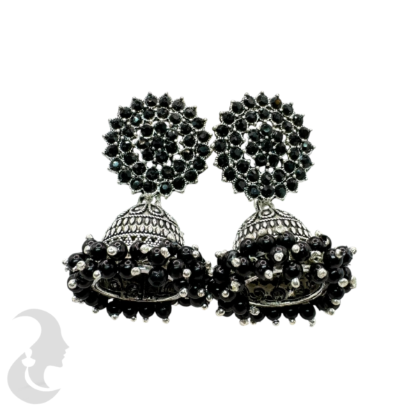 Black Gold Plated Jhumka Set, Product Code: V-1786