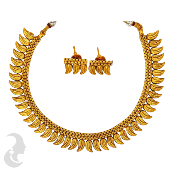 Gold Mango Necklace -Studs, Product Code: V-1011