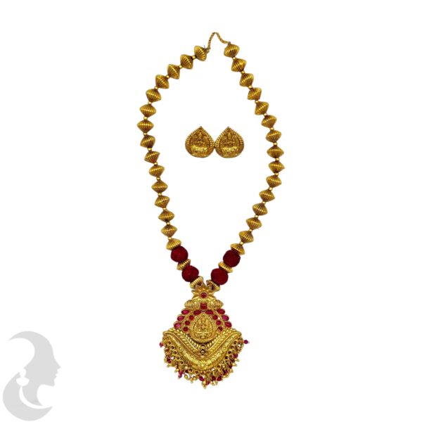 Lakshmi Design- Beads Necklace-Ruby Color Stones - Studs, Product Code: V-2011