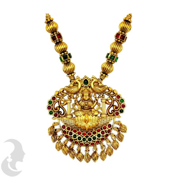 Lakshmi Design- Short Necklace Set- Green & Ruby Stones- Studs, Product Code: V-2012 - Image 2