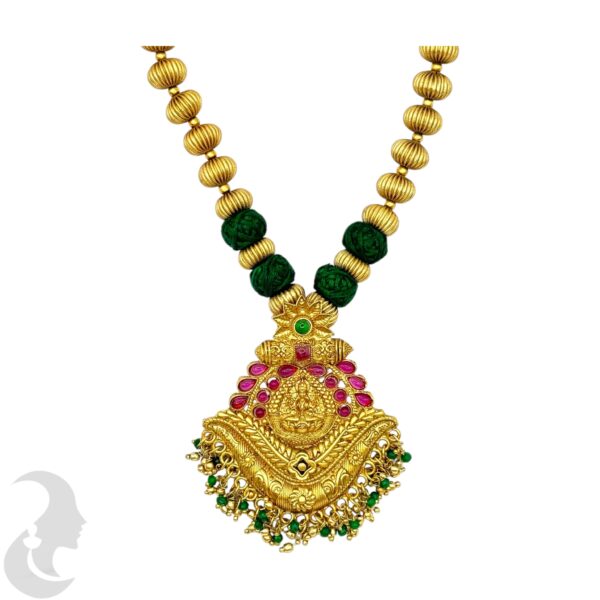 Lakshmi Design- Beads Necklace-Ruby Color Stones - Studs, Product Code: V-2015 - Image 2