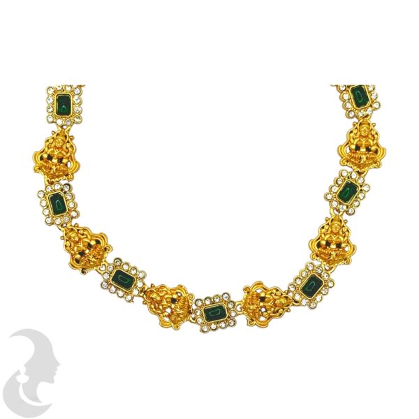 Lakshmi Design- AD Necklace Set-Green Color Stones - Studs, Product Code: V-2017 - Image 2