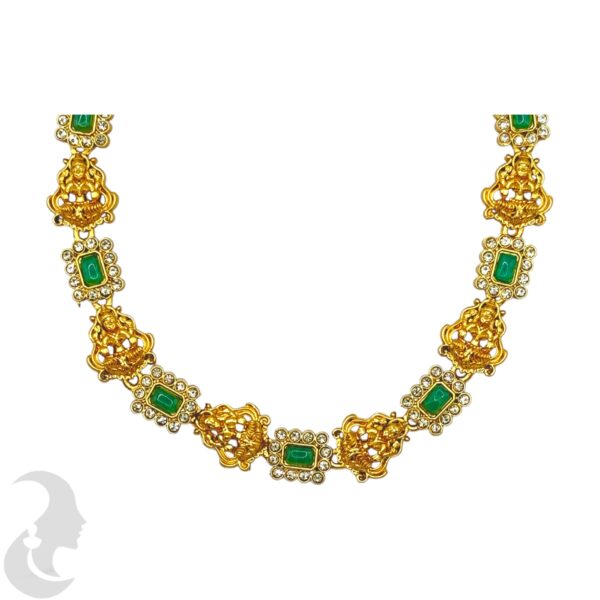 Lakshmi Design- AD Necklace Set-Mint Color Stones - Studs, Product Code: V-2018 - Image 2