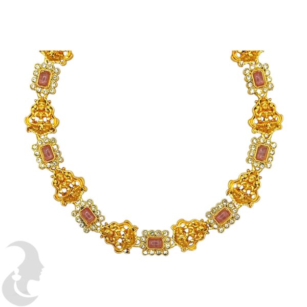 Lakshmi Design- AD Necklace Set- Baby Pink Color Stones - Studs, Product Code: V-2019 - Image 2