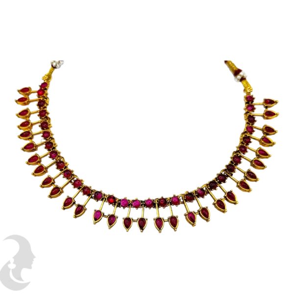 Ruby Color Stone Necklace Set- Studs, Product Code: V-2040 - Image 2