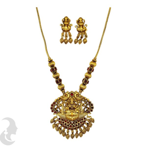 Lakshmi Design- Short Necklace Set- - Ruby Stones- Studs, Product Code: V-2054