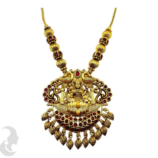 Lakshmi Design- Short Necklace Set- - Ruby Stones- Studs, Product Code: V-2054 - Image 2