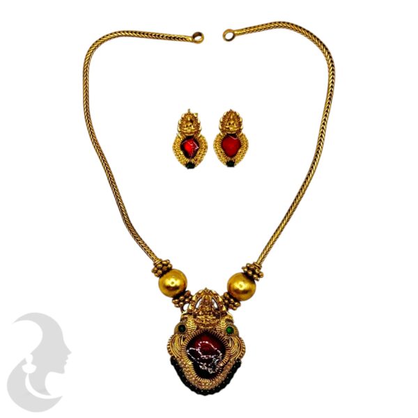 Lakshmi Design Palakka Pendant Ruby Enamel- Studs, Product Code: V-2062