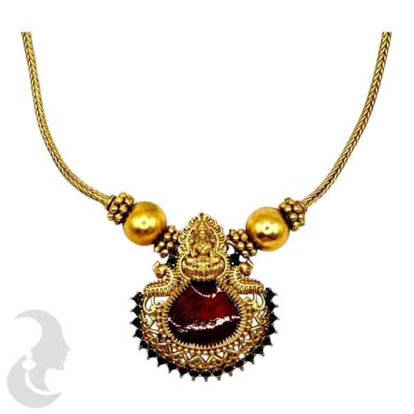 Lakshmi Design Palakka Pendant Ruby Enamel- Studs, Product Code: V-2063 - Image 2