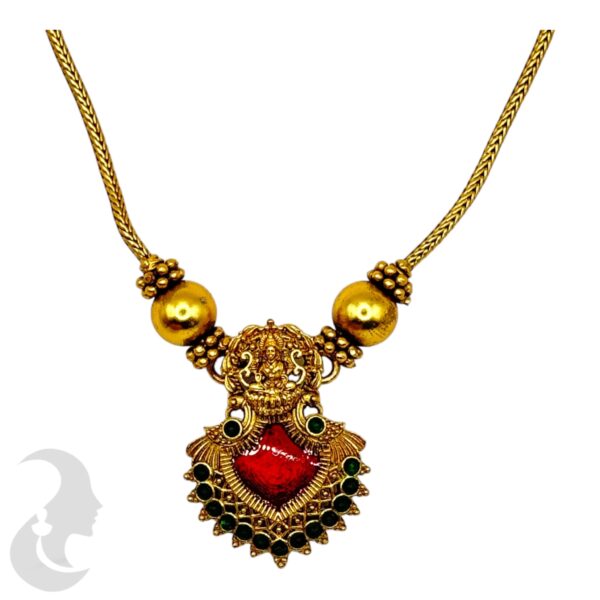 Lakshmi Design Palakka Pendant Ruby Enamel- Studs, Product Code: V-2064 - Image 2