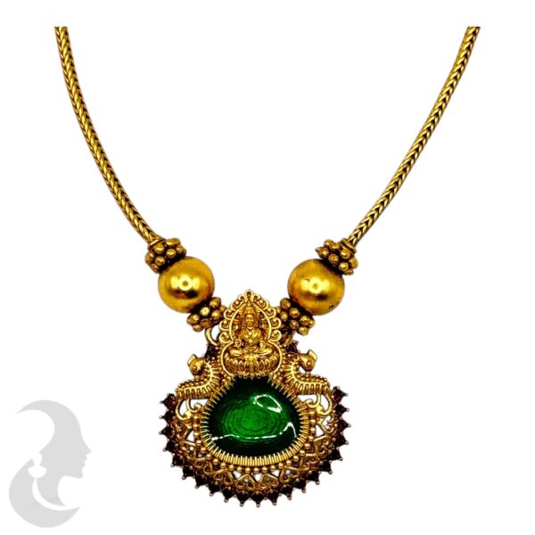 Lakshmi Design Palakka Pendant Green Enamel- Studs, Product Code: V-2065 - Image 2