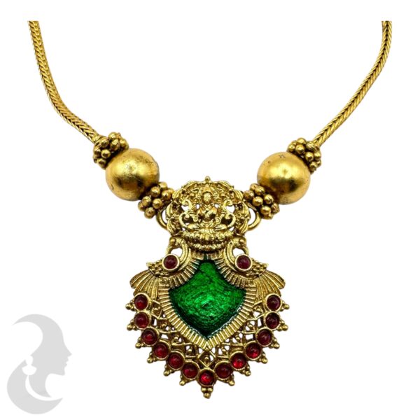 Lakshmi Design Palakka Pendant Green Enamel- Studs, Product Code: V-2066 - Image 2