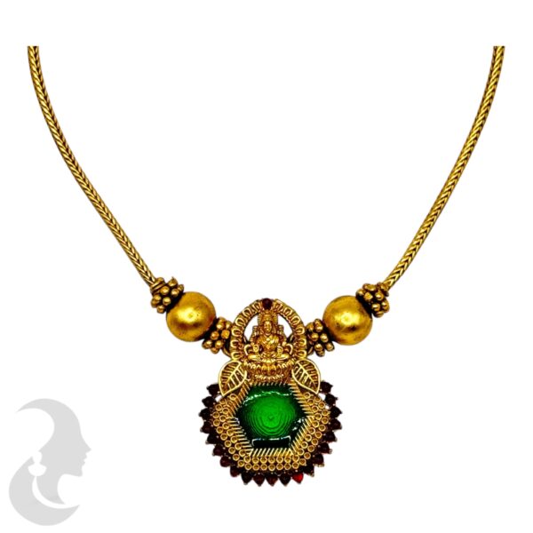 Lakshmi Design Palakka Pendant Green Enamel- Studs, Product Code: V-2067 - Image 2