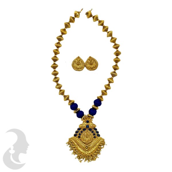 Lakshmi Design- Beads Necklace-Blue Color Stones - Studs, Product Code: V-2069