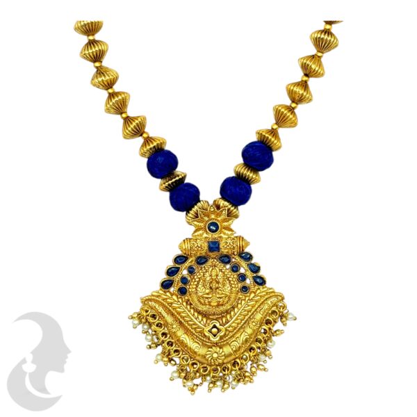 Lakshmi Design- Beads Necklace-Blue Color Stones - Studs, Product Code: V-2069 - Image 2