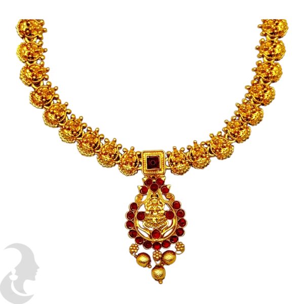 Lakshmi Necklace Ruby Color Stone- Jhumka, Product Code: V-2085 - Image 2