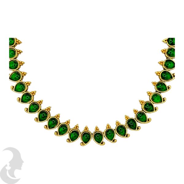 Green Color Necklace Set- Jhumka, Product Code: V-2088 - Image 2