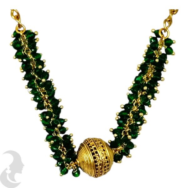 Choker Green Beads Necklace- Studs, Product Code: V-2094 - Image 2