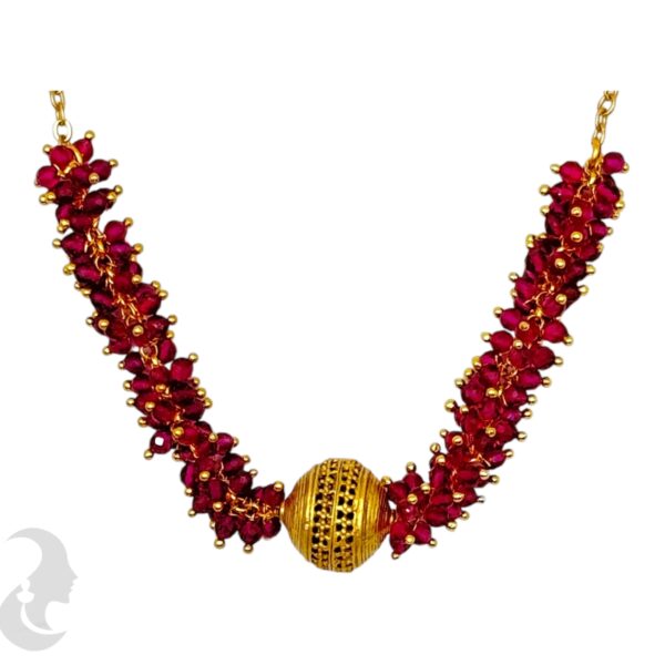 Choker Ruby Beads Necklace- Studs, Product Code: V-2095 - Image 2