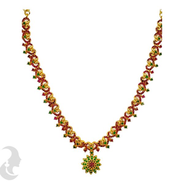 Premium AD Micro Plated- Ruby & Green Stones- Studs, Product Code: V-2106 - Image 2