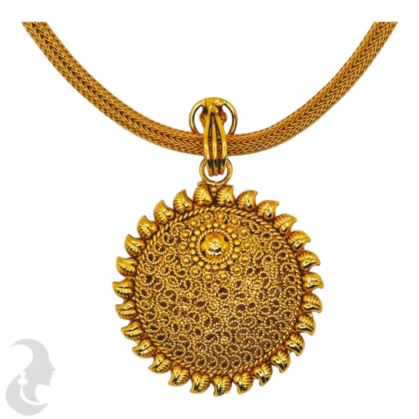 Gold Necklace - Sun Pendant- Studs, Product Code: V-1085 - Image 2