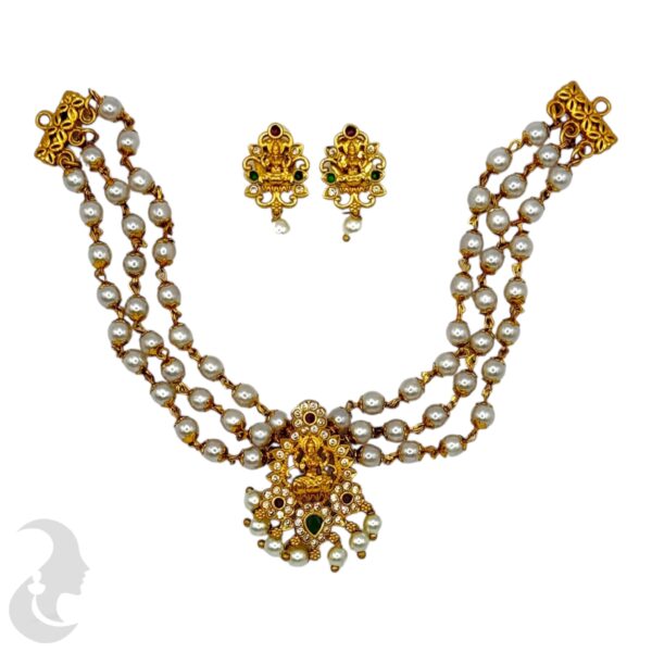 Lakshmi Pearl Choker- AD Stone-Studs, Product Code: V-2112