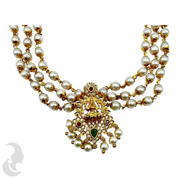 Lakshmi Pearl Choker- AD Stone-Studs, Product Code: V-2112 - Image 2