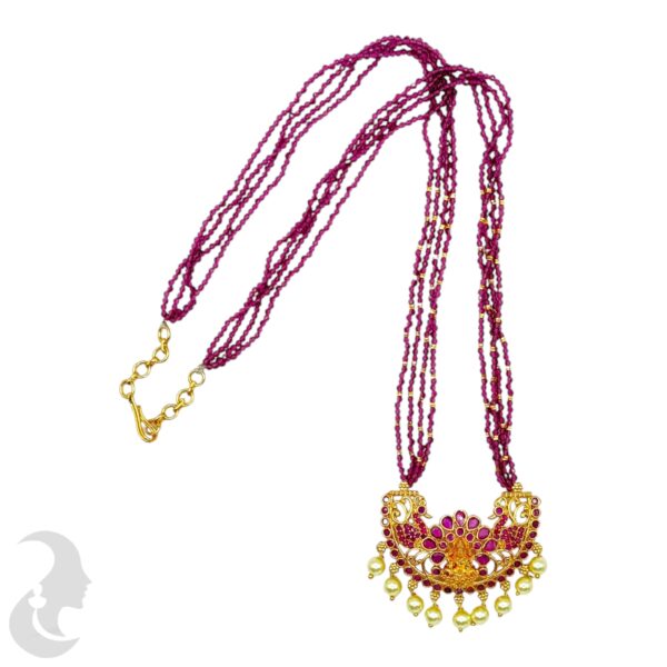 Lakshmi Pink Beads Necklace - Pink Color Stones, Product Code: V-2121