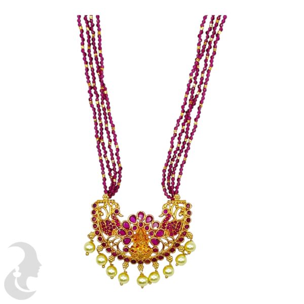 Lakshmi Pink Beads Necklace - Pink Color Stones, Product Code: V-2121 - Image 2