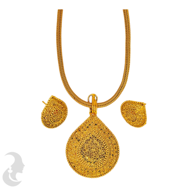 Gold Necklace - Gopi Pendant- Gopi Studs, Product Code: V-1087