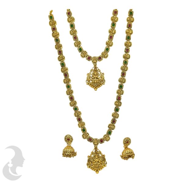 Lakshmi Design Combo Set- Green & Ruby Color Stones -Jhumka, Product Code: V-2132