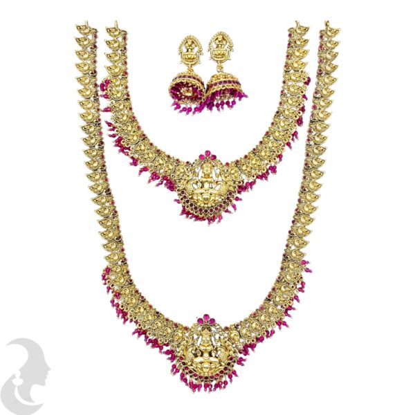 Lakshmi Design Combo Set- Pink Color Stones -Jhumka, Product Code: V-2133