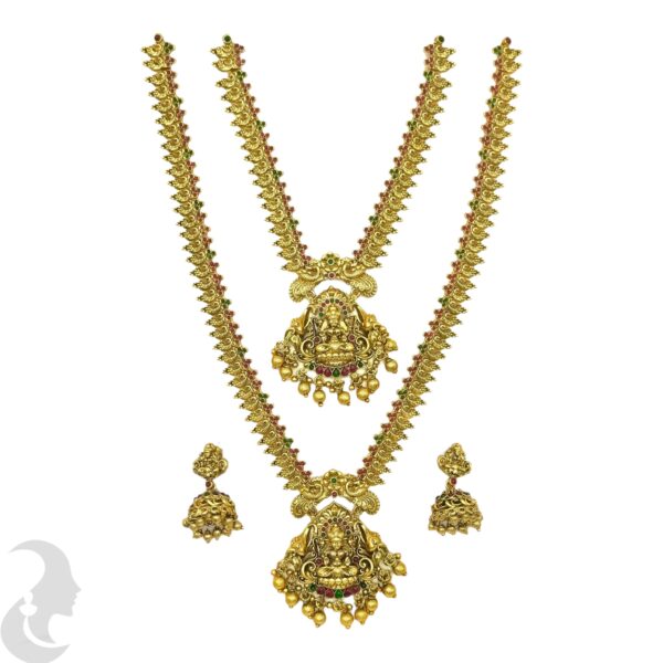 Lakshmi Design Combo Set- Green & Ruby Color Stones -Jhumka, Product Code: V-2134