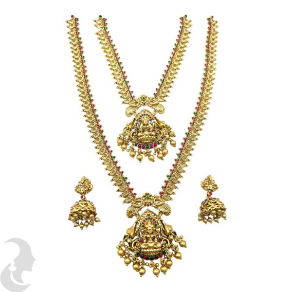 Lakshmi Design Combo Set- Green & Ruby Color Stones -Jhumka, Product Code: V-2134 - Image 2