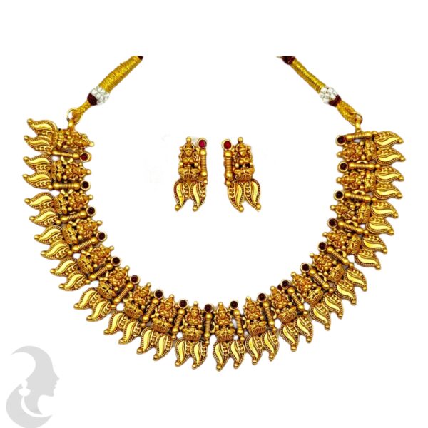 Lakshmi Necklace Red Stones- Studs, Product Code: V-2139