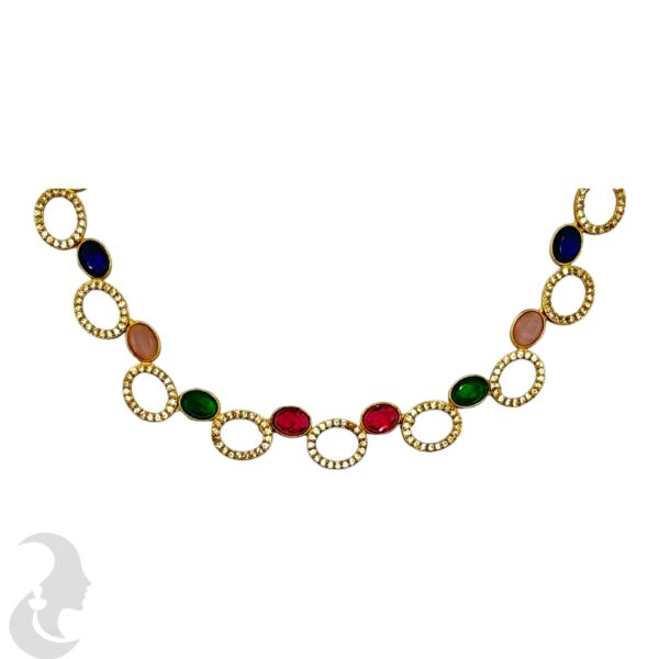 AD Necklace Set-Multi Color Stones- Studs, Product Code: V-2147 - Image 2