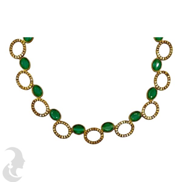 AD Necklace Set - Mint Color Stones- Studs, Product Code: V-2148 - Image 2