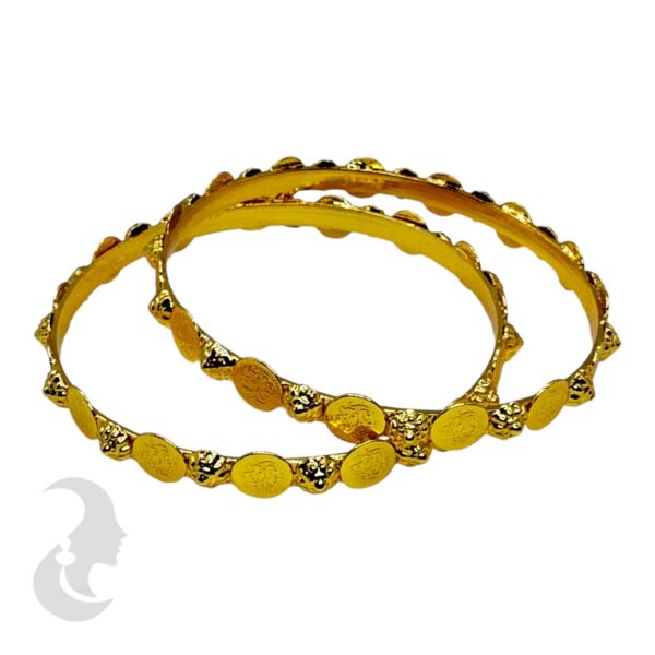 Gold Bangles- Lakshmi Coin Design- 2 Bangle Set, Product Code: V-2178