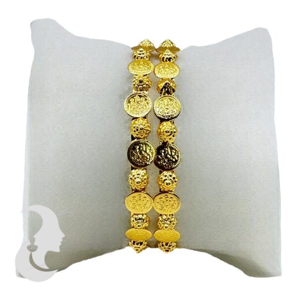 Gold Bangles- Lakshmi Coin Design- 2 Bangle Set, Product Code: V-2178 - Image 2