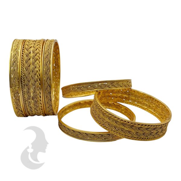 Premium Gold Bangles- 6 Bangle Set, Product Code: V-2179