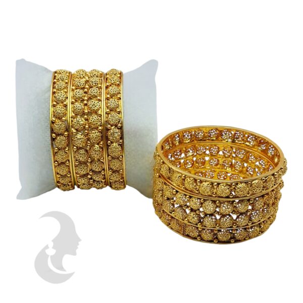 Premium Gold Bangles- 6 Bangle Set, Product Code: V-2184 - Image 2