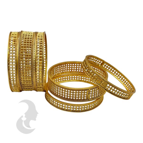 Premium Gold Bangles- 6 Bangle Set, Product Code: V-2185