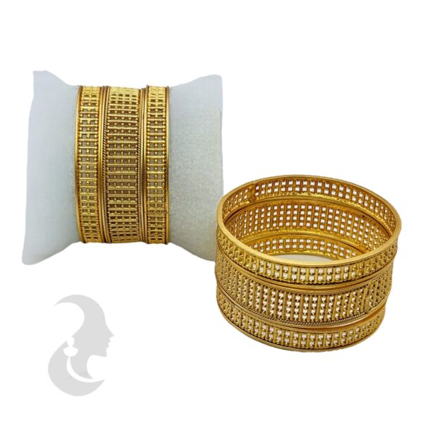 Premium Gold Bangles- 6 Bangle Set, Product Code: V-2185 - Image 2