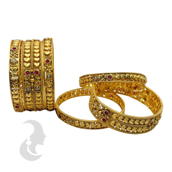 Premium Gold Bangles- 6 Bangle Set, Product Code: V-2186