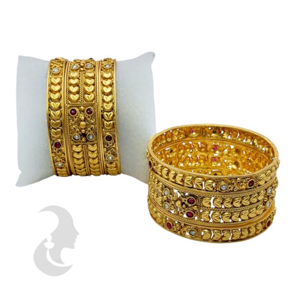 Premium Gold Bangles- 6 Bangle Set, Product Code: V-2186 - Image 2